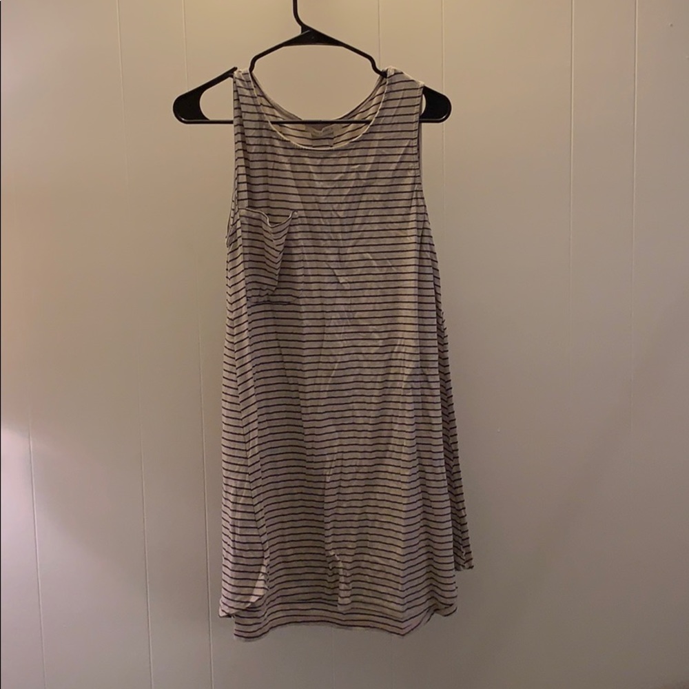 Blue and white striped tank dress